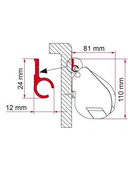 Adapter szyna aluminiowa do markizy F35/F45/ZIP Rail R 400 - Fiamma