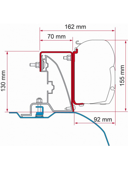 Adapter do markizy F45s Kit Ducato/Jumper/Boxer H2 >2006 Roof Rail - Fiamma