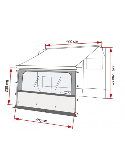 Ścianka przednia z oknem do markizy Blocker Pro 500 - Fiamma