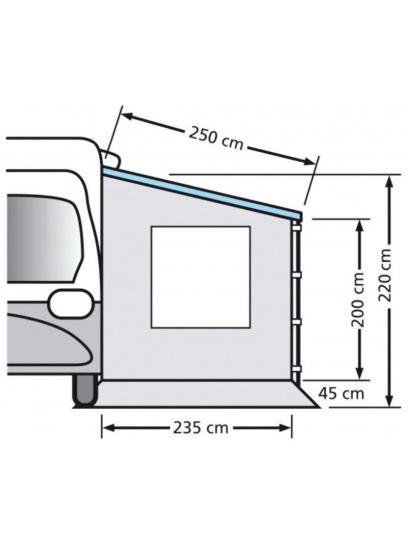 Ścianka boczna z oknem do markizy kampera Sidewall Campers 235x200/220 cm - EuroTrail