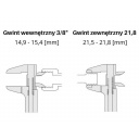 Redukcja gazowa kątowa 21,8L x 3/8"L (stożek)